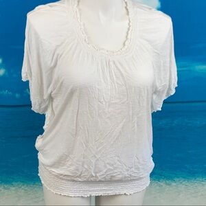 Avenue White Banded Hem Top